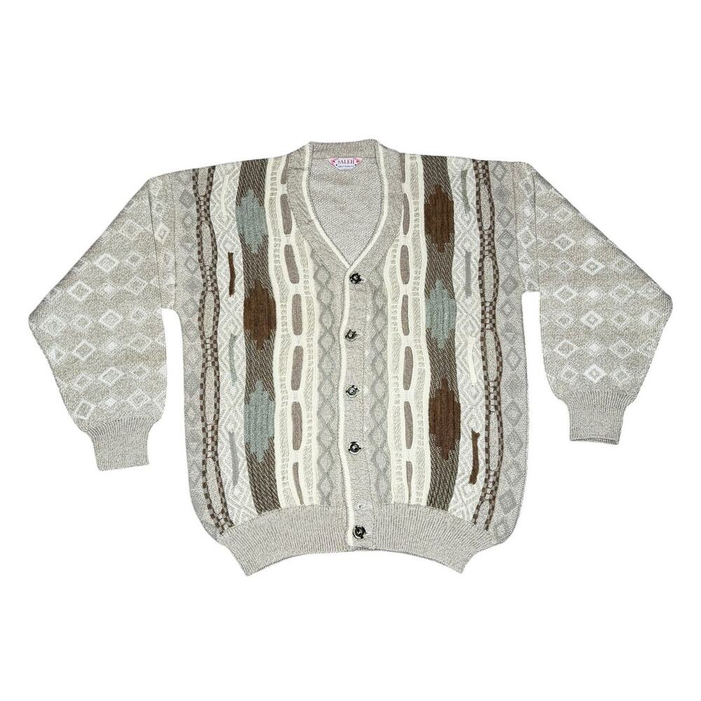 Vintage 90s Coogi Style Knit Cardigan Sweater